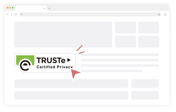 トップ：TRUSTeマークからプライバシーステートメントを確認する画面例（その1）